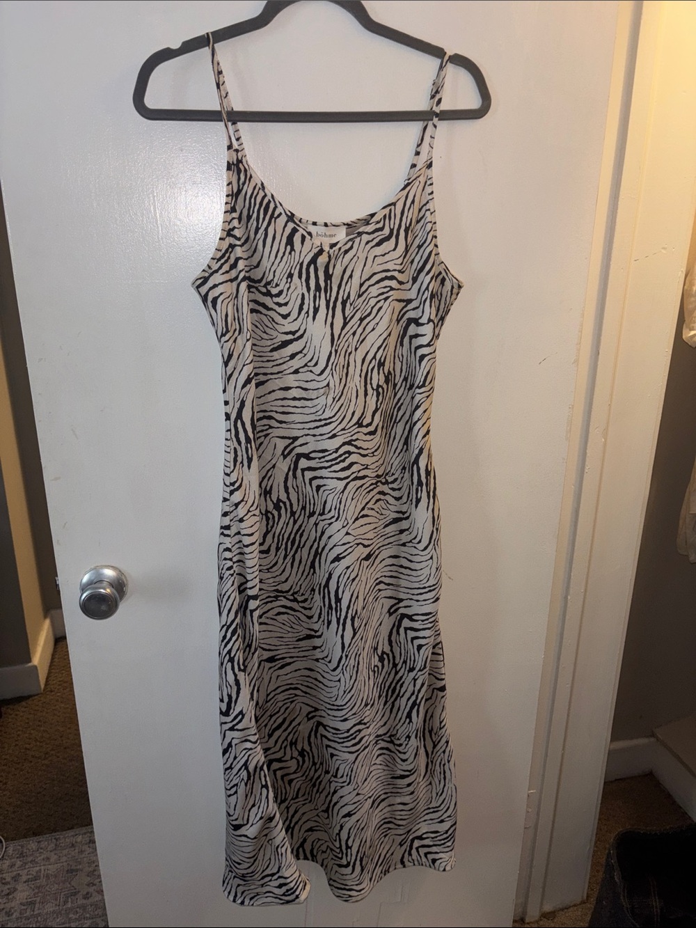 Bohme Zebra Print Slip Dress - Black & White